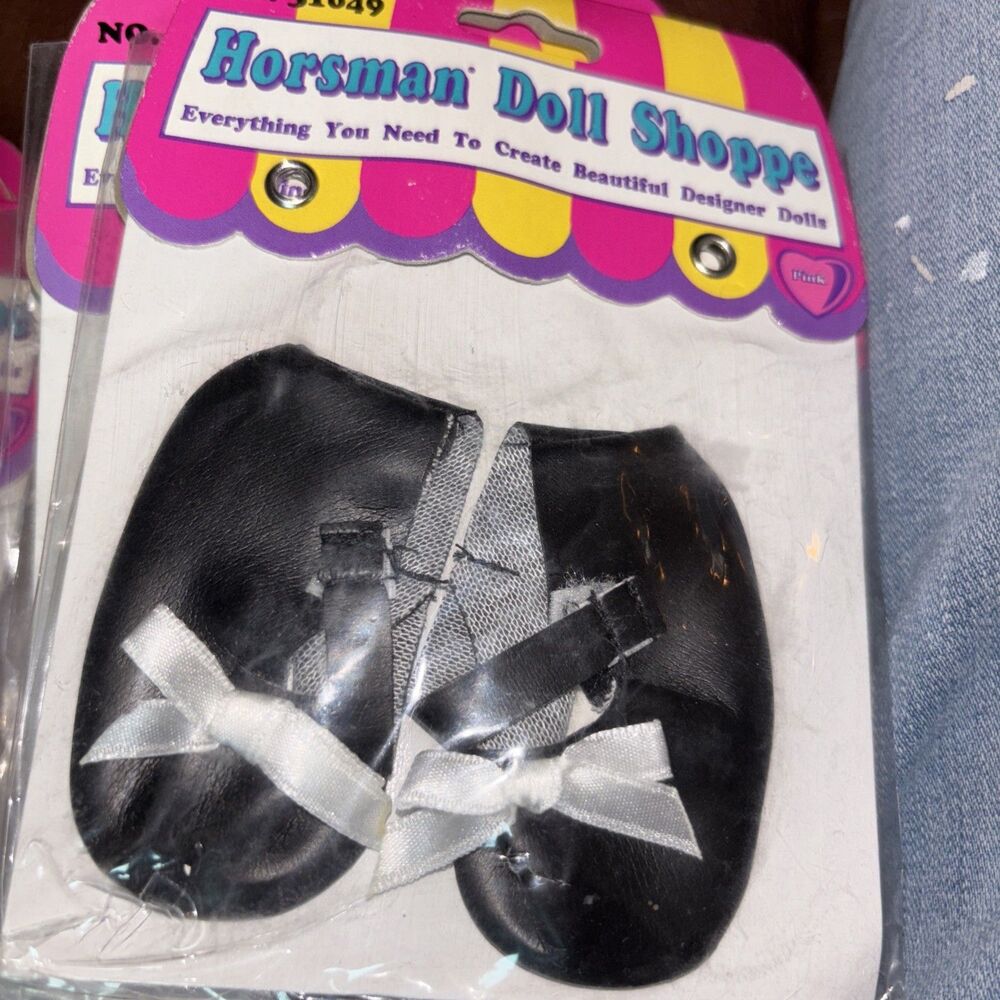Horsman Doll Shoppe Black Shoes 16"-18" Dolls Mary Jane Style 31049 NOS 1993